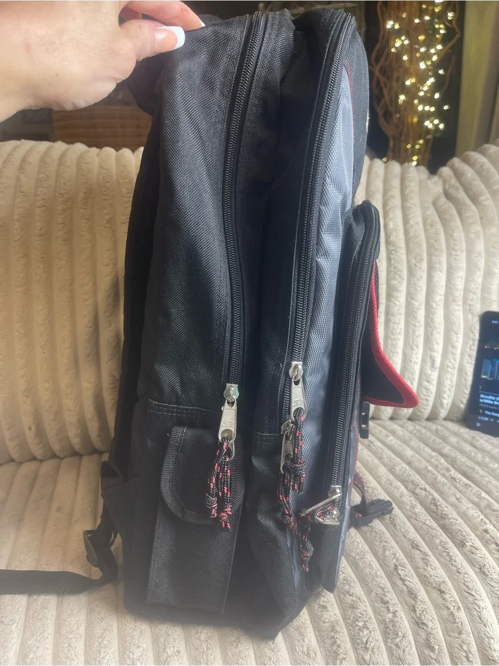 STARTER Black and Gray Backpack with Red Trim